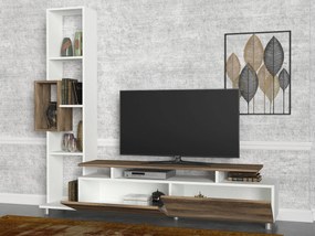 TV szekrény Tulip - White, Walnut