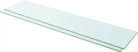 vidaXL 2 db átlátszó üveg paneles polc 110 x 25 cm