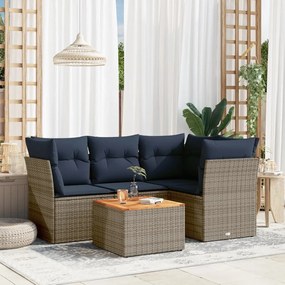 5 részes szürke polyrattan kerti ülőgarnitúra párnával