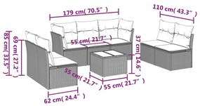 8 részes bézs polyrattan kerti ülőgarnitúra párnával