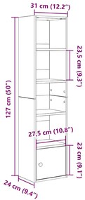 Könyvespolc fekete tölgy 31x24x127 cm Gépesített fa