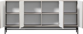 Lorini négyajtós komód 200 cm - kasmír / fekete T-bar fogantyúk / fém lábak