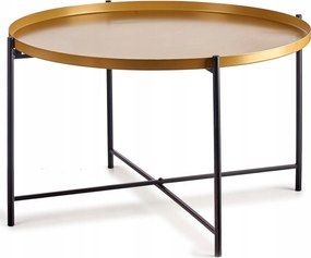 Alacsony dohányzóasztal arany asztallappal, Ø 76,5 cm