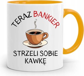 Bankárnak Sárga Bögre Születésnapi Ajándék fényképes nyomtatással