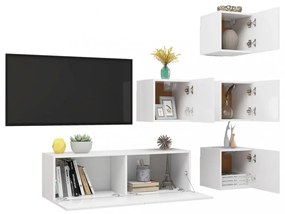 vidaXL 5 részes fehér szerelt fa TV-szekrényszett