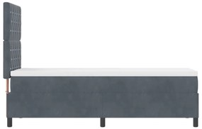 Boxspring Ágy Matraccal Sötétszürke 80x200 cm Bársony