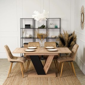 Stół CLARK Rozkładany 120-160 cm Dąb Artisan/Czarny