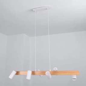BRILAGI - LED RGBW dimmelhető, kábelre függesztett csillár SELE 6xGU10/6,5W/230V fehér/tölgy