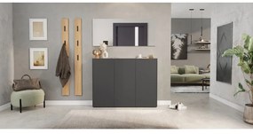 Antracitszürke cipőtartó tölgyfa dekorral 138x105x25 cm Libbiano – Germania