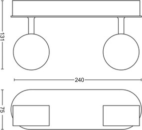 Philips 50562/11/P0-LED dimmelhető MYLIVING WORCHESTER 2xLED/4,5W/230V
