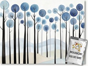 Fotótapéta Flizelina Absztrakt Grafika Kék Erdő Fák 250x175 ragasztó