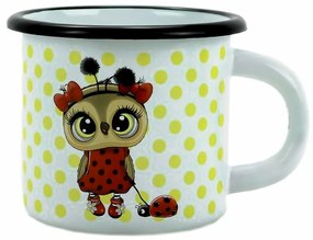 Belis Smaltált bögre bagoly és katicabogárral, 7cm, 0,25 l