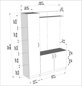 Előszobafal Naturel - Teak, White