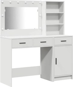 vidaXL Öltözködőasztal tükör lámpákkal fiókkal 2 pcs Fehér Faanyag