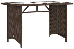 barna polyrattan üveglapos kerti asztal 110x68x70 cm