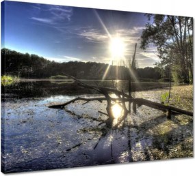 Vászonkép 50x40 Naplemente a tóparton