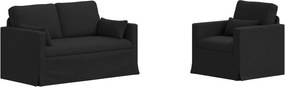 vidaXL Kanapé 2 pcs Fekete 139 x 78 x 80 cm szövet