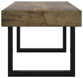 Sötétbarna és fekete MDF és vas dohányzóasztal 90x45x40 cm