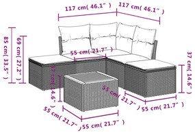 6 részes bézs polyrattan kerti ülőgarnitúra párnával