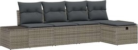 vidaXL Kerti Kanapé Szett párnával 5 pcs Szürke polirattan