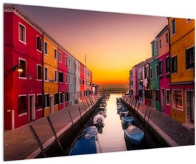Kép - Naplemente, Burano sziget, Velence, Olaszország (90x60 cm)