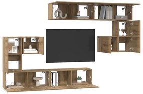 TV szekrény garnitúra Falra szerelhető 8 pcs kézműves tölgy