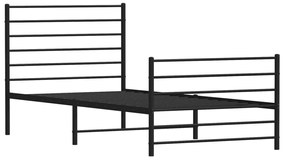 fekete fém ágykeret fej- és lábtámlával 107 x 203 cm