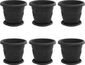 vidaXL Növénycserép 6 pcs Fekete Ø 26 x 21.5 cm Műanyag