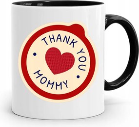 Fekete Bögre Ajándék Anyukáknak Thank You Mommy fényképes nyomattal