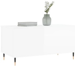 Magasfényű fehér szerelt fa dohányzóasztal 90x44,5x45 cm