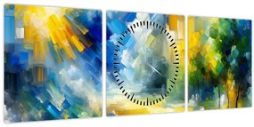 Kép - Absztrakt napos nap (órával) (90x30 cm)