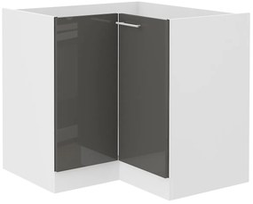 Sarok alsó konyhaszekrény Lavera 90 x 90 DN 2F BB (fehér + fényes szürke). 1032413