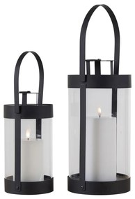 Bondi dekorációs lámpások, acél/üveg, fekete, 2 darabos készlet
