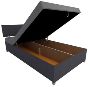 Kárpitozott heverő állítható fekvőpozícióval és tárolóval DALLAS 108x205 cm szürke/antracit