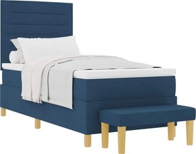 vidaXL Boxrugós ágy matracmal fejtámlával Kék 90 x 200 cm szövet