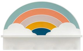 Gyermek fali polc akasztókkal szívárvány/színes