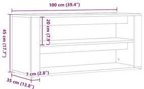 fekete tölgyfa cipőpad 100 x 35 x 45 cm rétegelt fából