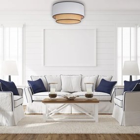 Duolla - Mennyezeti lámpa BOHO 1xE27/15W/230V átm. 45 cm fehér/rattan