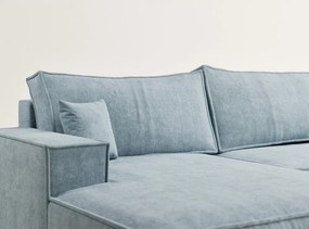 Világoskék zsenília kinyitható-tárolóhelyes sarokkanapé (U alakú) Kyoto – Maison de Rêve
