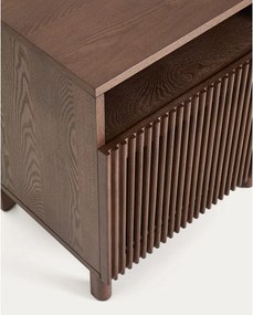 Sötétbarna éjjeliszekrény diófa dekorral Beyla – Kave Home