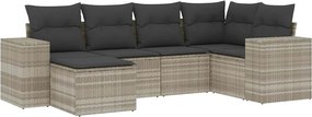 vidaXL 6 részes világosszürke polyrattan kerti ülőgarnitúra párnákkal