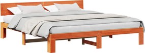 vidaXL Ágykeret fejtámlával Faggyú barna 180 x 200 cm Tömör fenyőfa