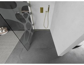 Mexen Kioto, Walk-In zuhany paraván 90 x 200 cm, 8 mm átlátszó üveg fehér mintás, arany matt profil, 800-090-101-55-97