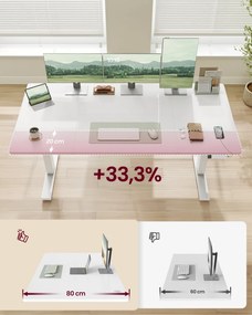 VASAGLE Elektromos állítható magasságú íróasztal USB-C porttal, 160x80 cm, fehér