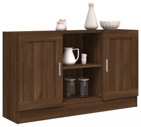 kézműves tölgy színű szerelt fa tálalószekrény 120x30,5x70 cm