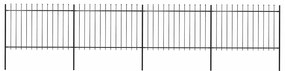 vidaXL fekete acélkerítés lándzsás tetejű 714,5 x 120 cm