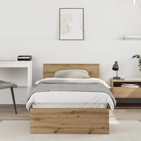 Ágykeret matrac és fejtámla nélkül, Kézműves tölgy 90x200 cm