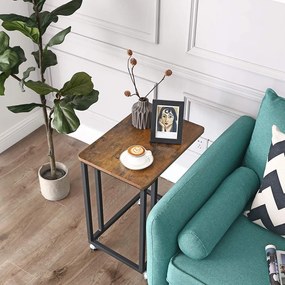 Gurulós dohányzóasztal TAYLOR 50x35 cm, rusztikus barna