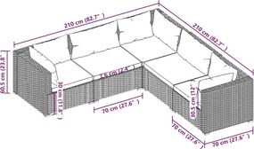 5 részes szürke polyrattan kerti ülőgarnitúra párnákkal