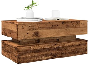 antik fa színű dohányzóasztal LED-lámpákkal 90x50x40 cm